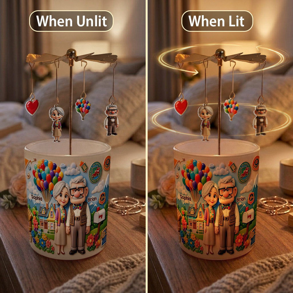Personalized Up Movie Spinning Candle Holder for Couples Spinning Candle Holder GradoCreations