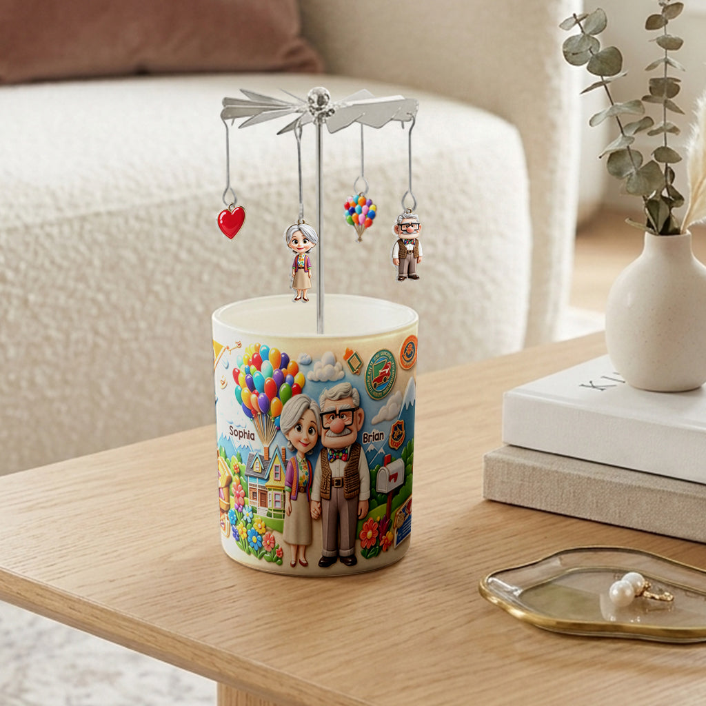 Personalized Up Movie Spinning Candle Holder for Couples Spinning Candle Holder GradoCreations
