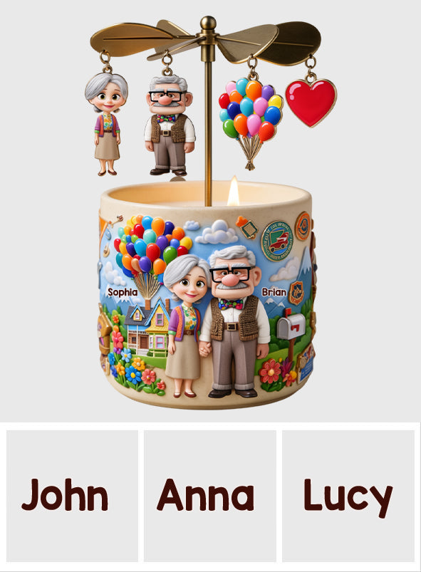 Personalized Up Movie Spinning Candle Holder for Couples Spinning Candle Holder GradoCreations