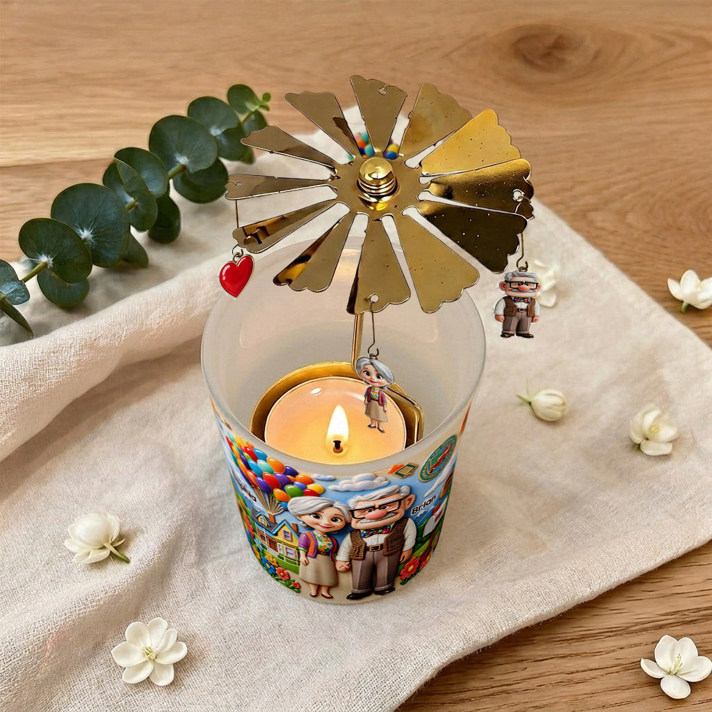 Personalized Up Movie Spinning Candle Holder for Couples Spinning Candle Holder GradoCreations