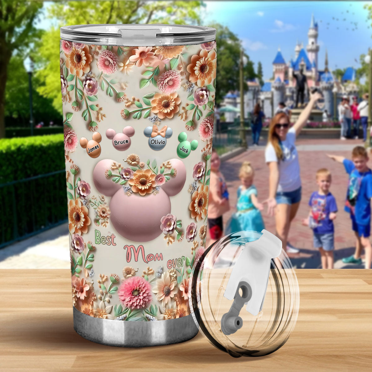 Personalized Floral Tumbler Best Mom Gift Custom Name Tumbler GradoCreations