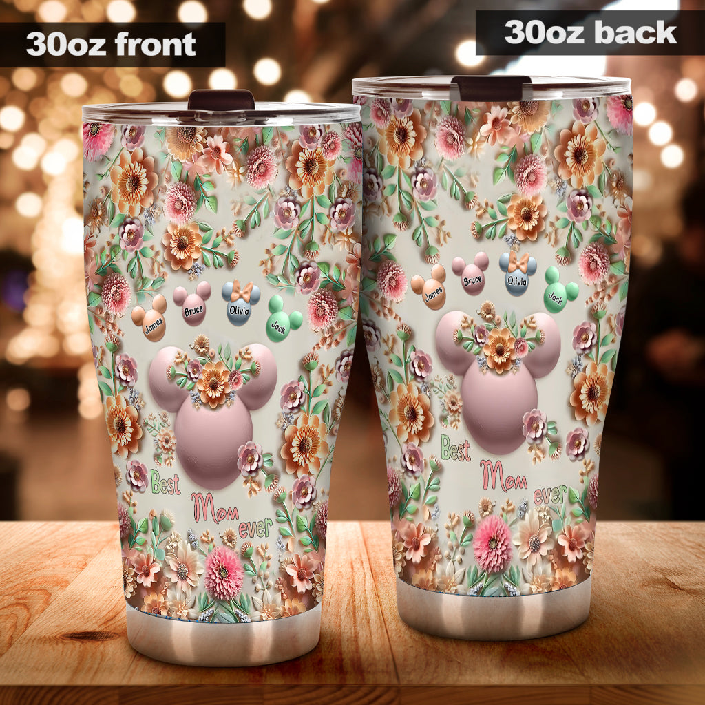 Personalized Floral Tumbler Best Mom Gift Custom Name Tumbler GradoCreations