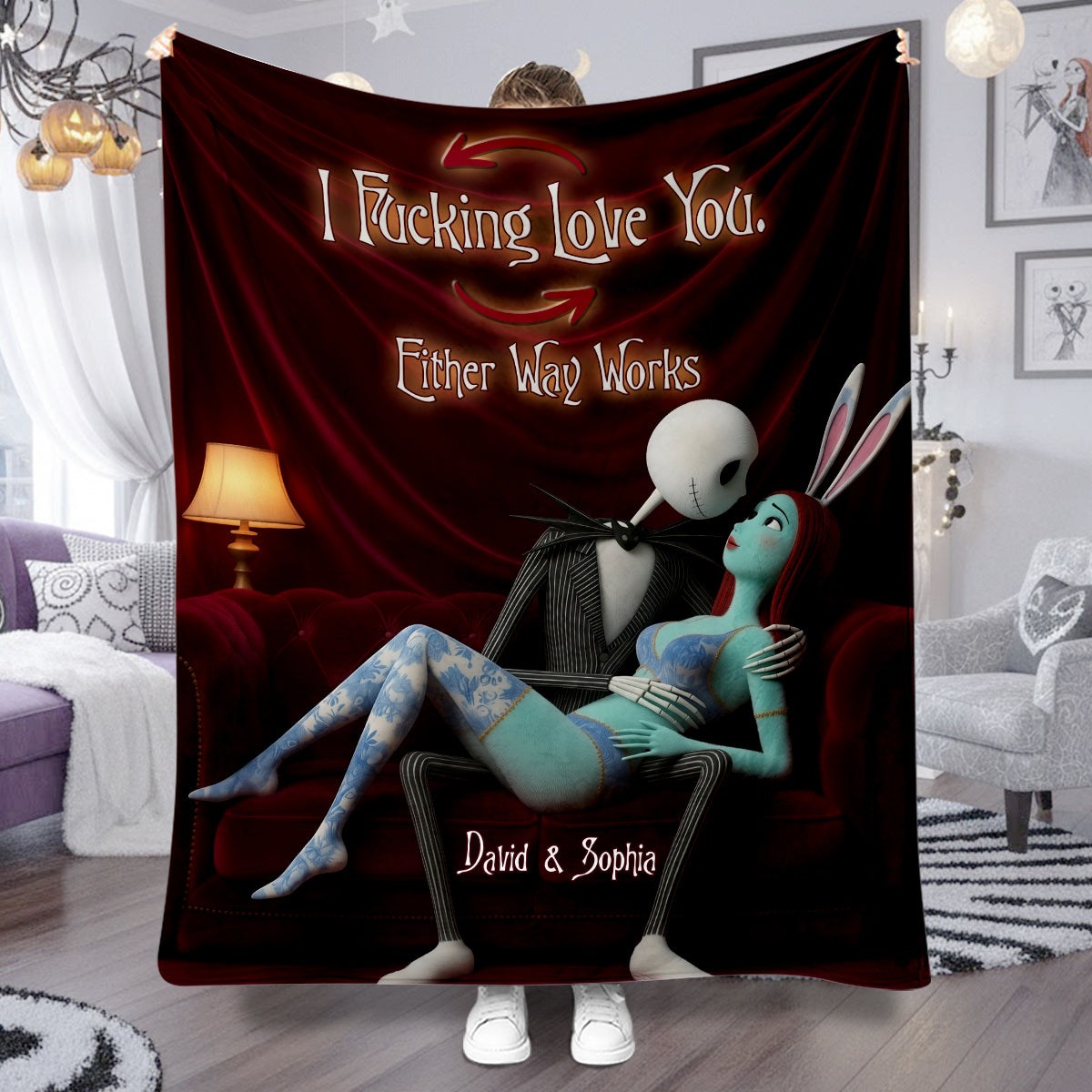 Personalized Nightmare Blanket Soft Flannel Gift for Couples Blanket GradoCreations