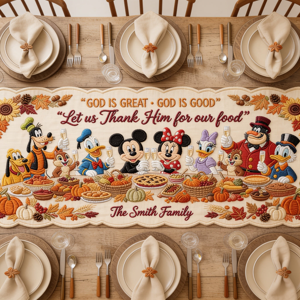 Personalized Mouse Shape Table Runner Family Dining Decor Custom Shape Table Runner GradoCreations