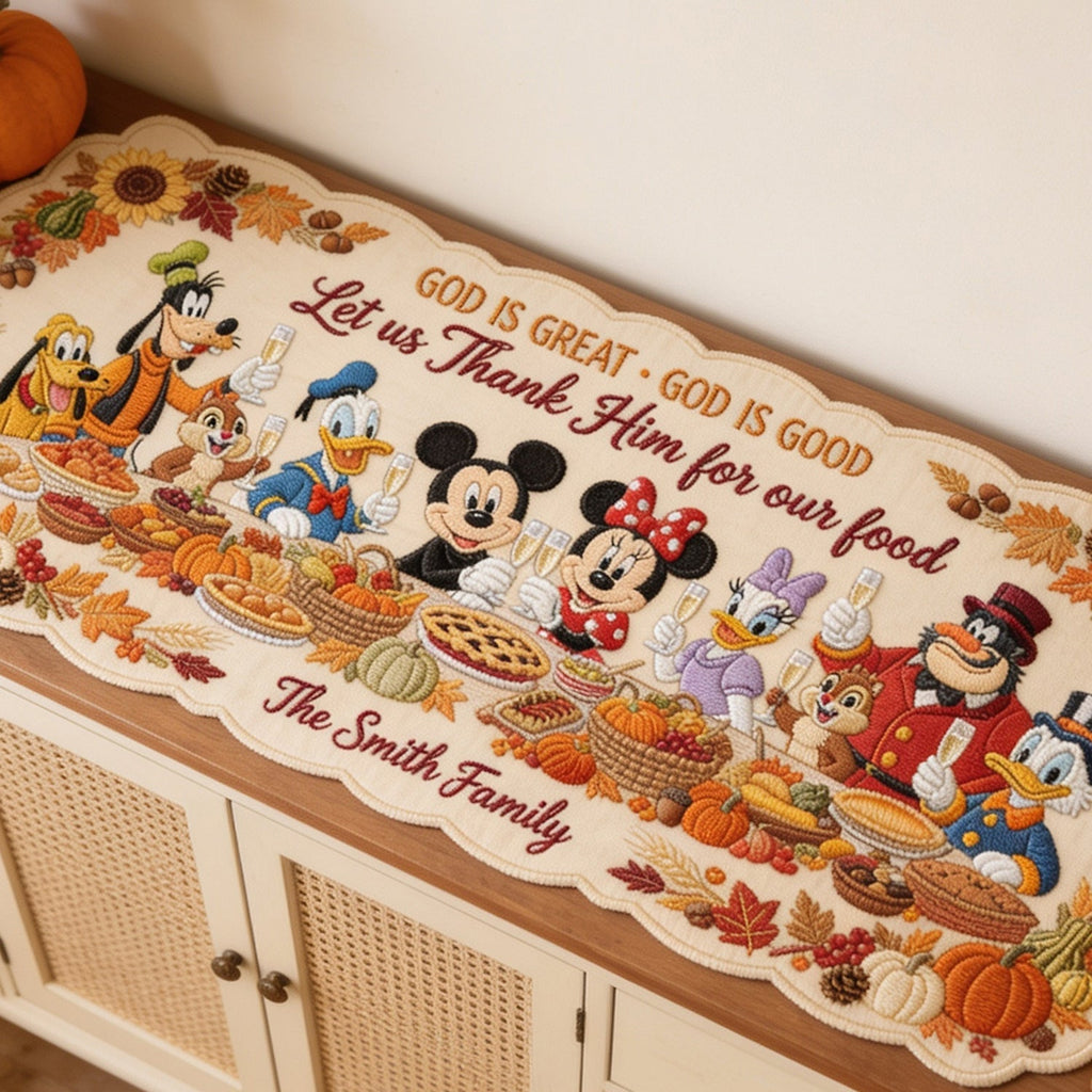 Personalized Mouse Shape Table Runner Family Dining Decor Custom Shape Table Runner GradoCreations