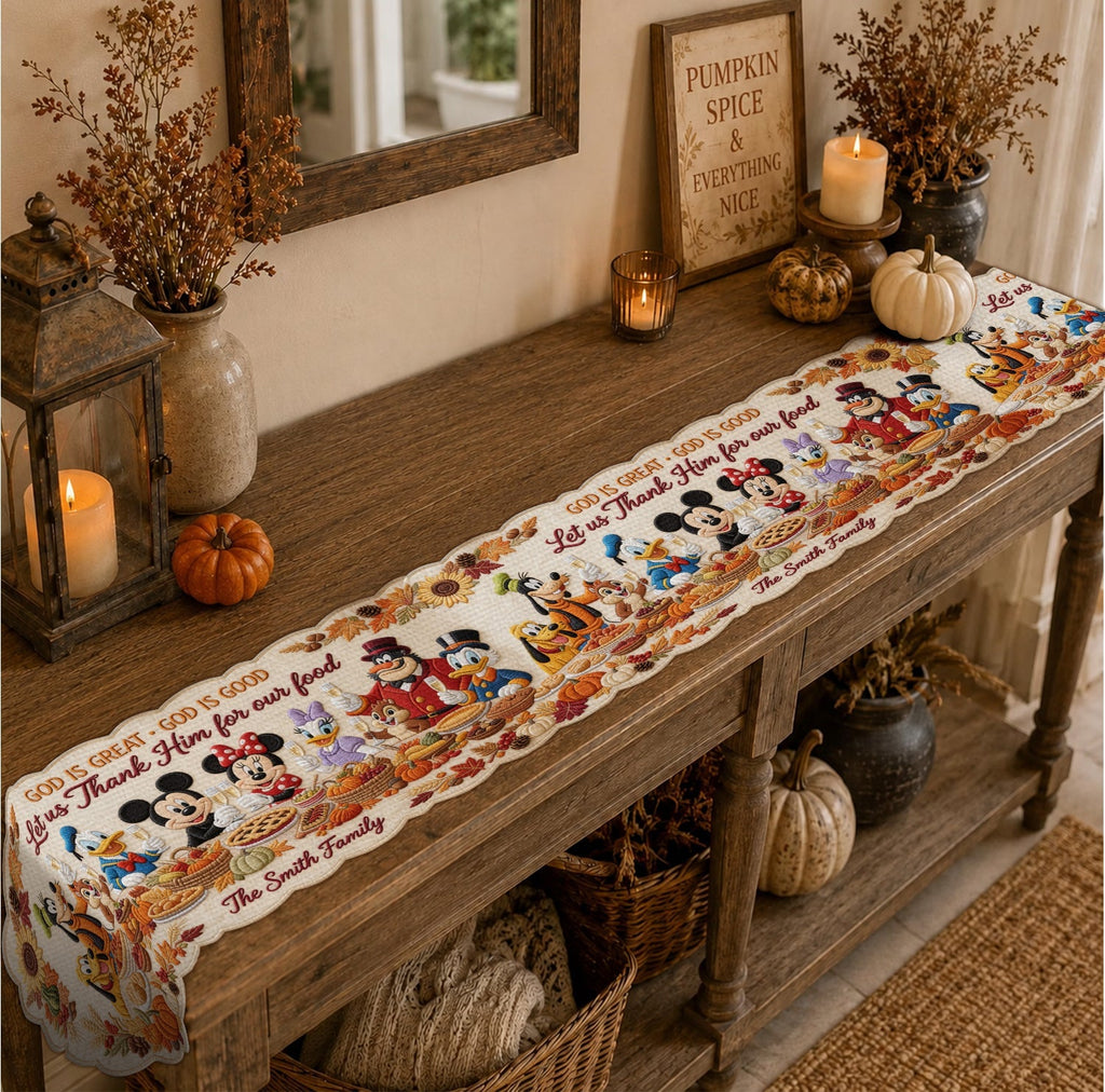 Personalized Mouse Shape Table Runner Family Dining Decor Custom Shape Table Runner GradoCreations
