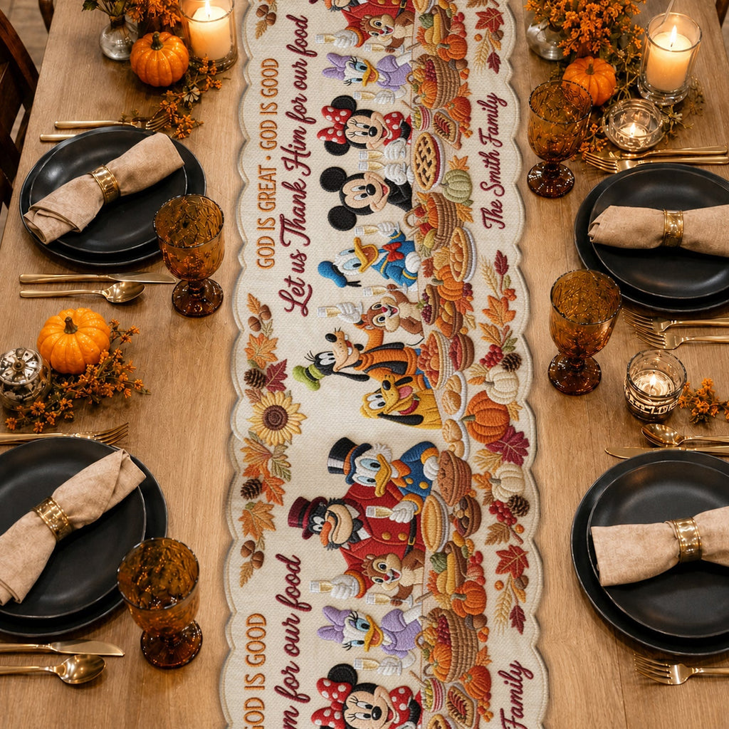 Personalized Mouse Shape Table Runner Family Dining Decor Custom Shape Table Runner GradoCreations