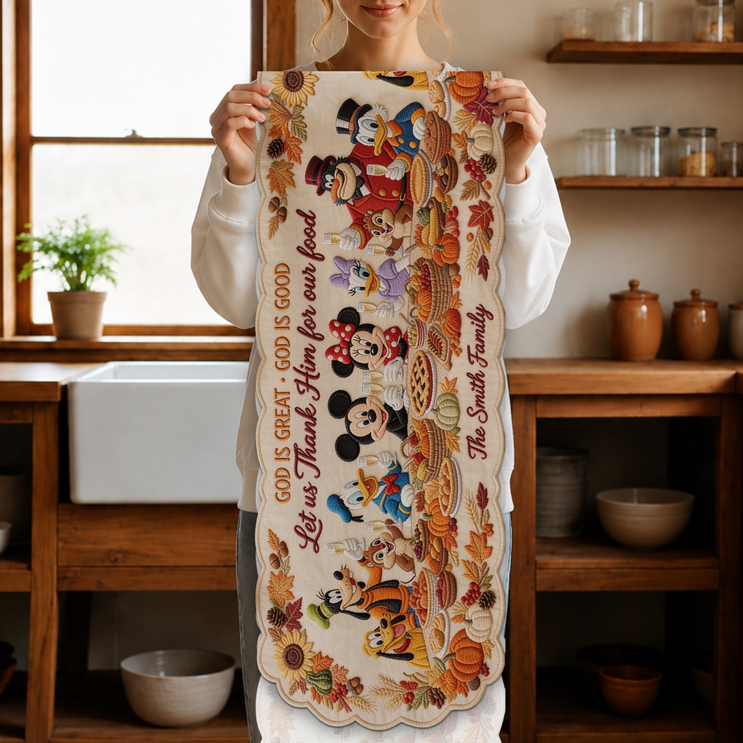 Personalized Mouse Shape Table Runner Family Dining Decor Custom Shape Table Runner GradoCreations
