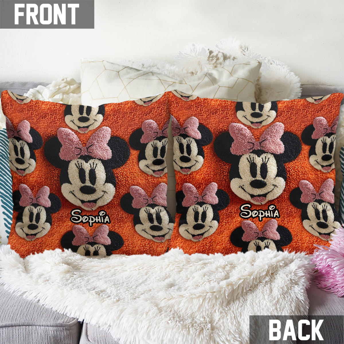 Personalized Mouse Throw Pillow Custom Name Gift for Kids Throw Pillow 2 GradoCreations