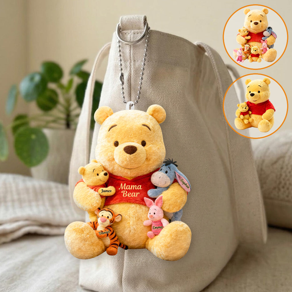 Personalized Mama Bear Plush Keychain Custom Name Gift for Mom Plush Keychain GradoCreations
