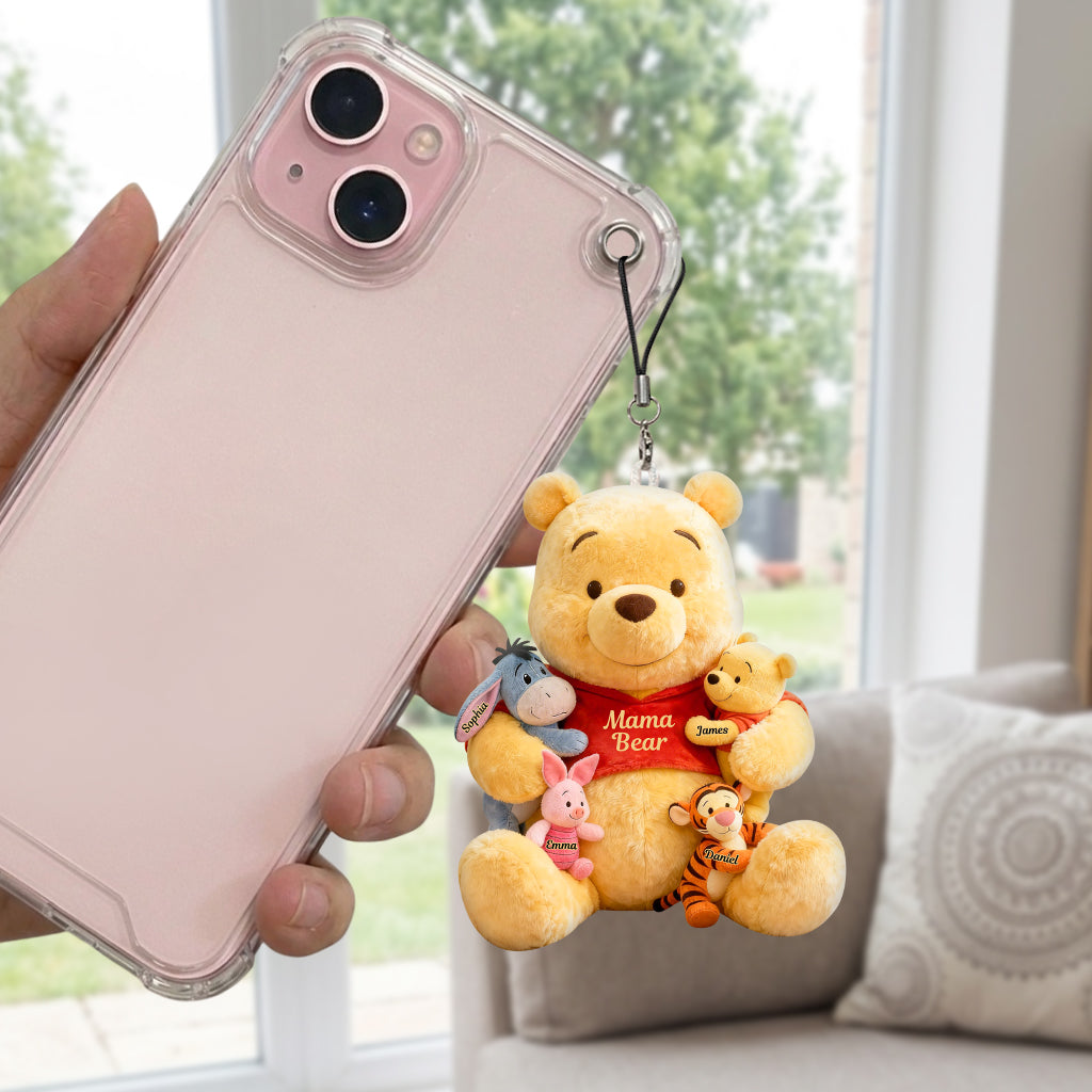 Personalized Mama Bear Plush Keychain Custom Name Gift for Mom Plush Keychain GradoCreations