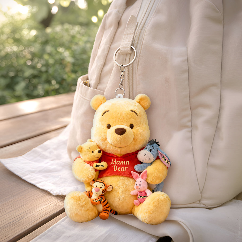 Personalized Mama Bear Plush Keychain Custom Name Gift for Mom Plush Keychain GradoCreations