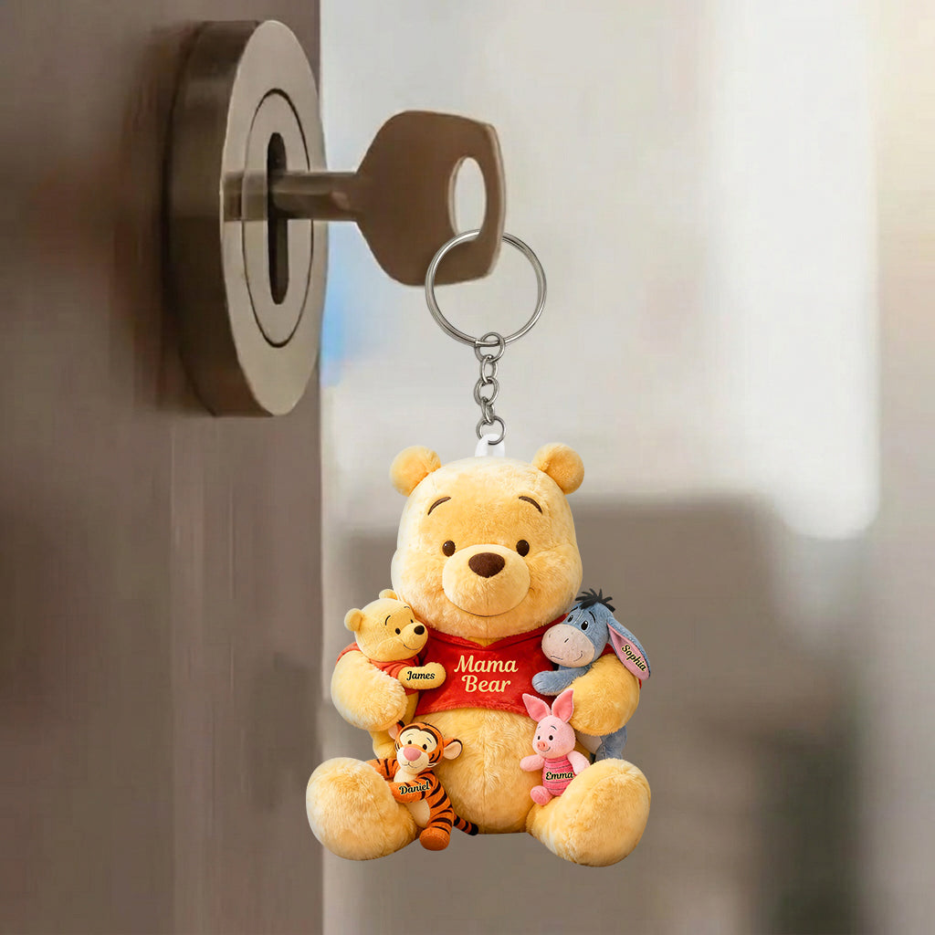 Personalized Mama Bear Plush Keychain Custom Name Gift for Mom Plush Keychain GradoCreations