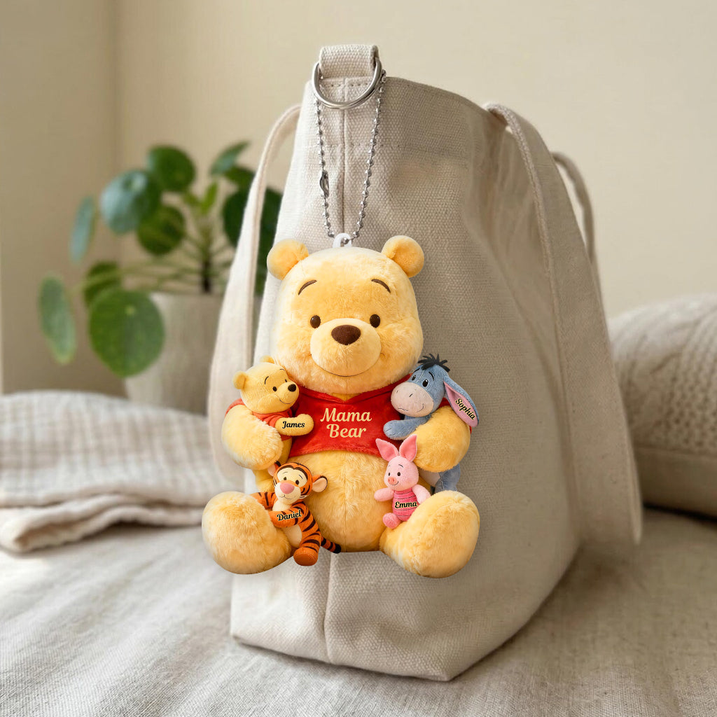 Personalized Mama Bear Plush Keychain Custom Name Gift for Mom Plush Keychain GradoCreations