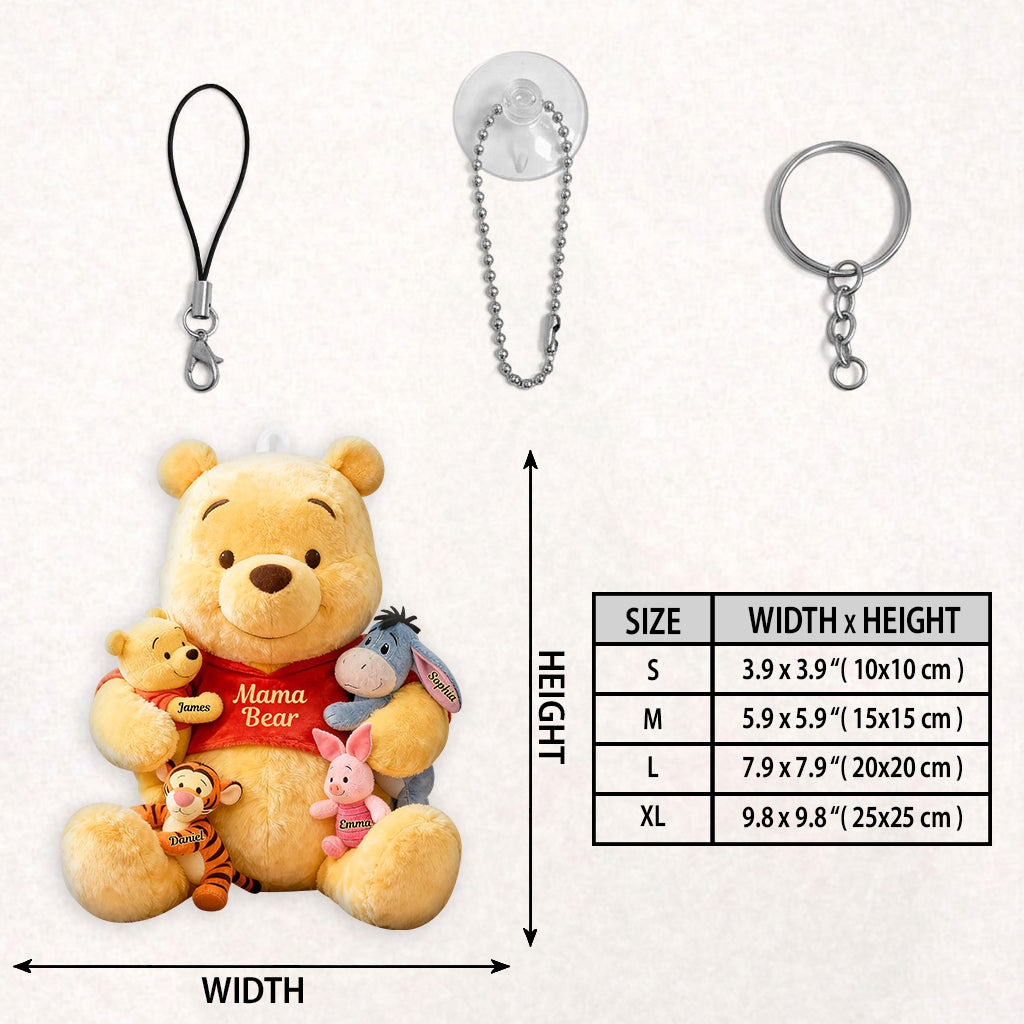 Personalized Mama Bear Plush Keychain Custom Name Gift for Mom Plush Keychain GradoCreations