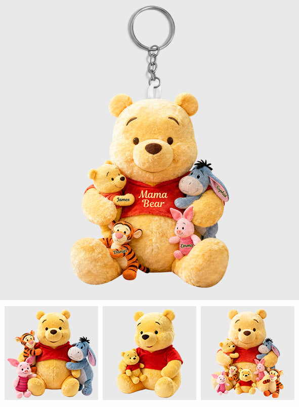 Personalized Mama Bear Plush Keychain Custom Name Gift for Mom Plush Keychain GradoCreations