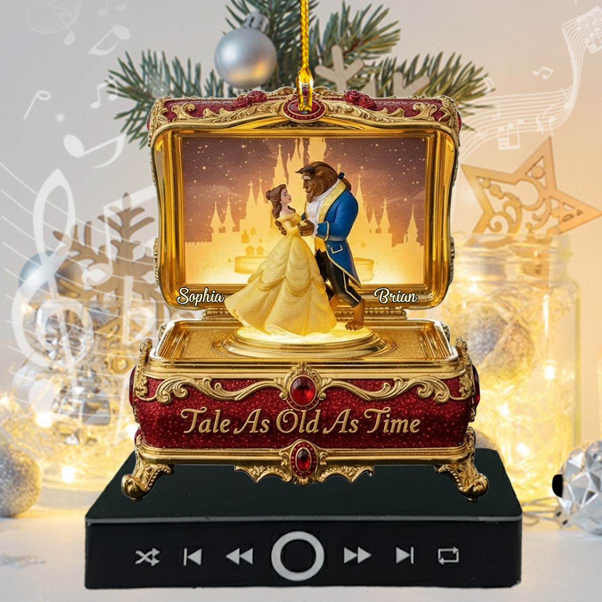 Personalized Music Ornament with Custom Name for Couples - Disney Gift Music Ornament GradoCreations