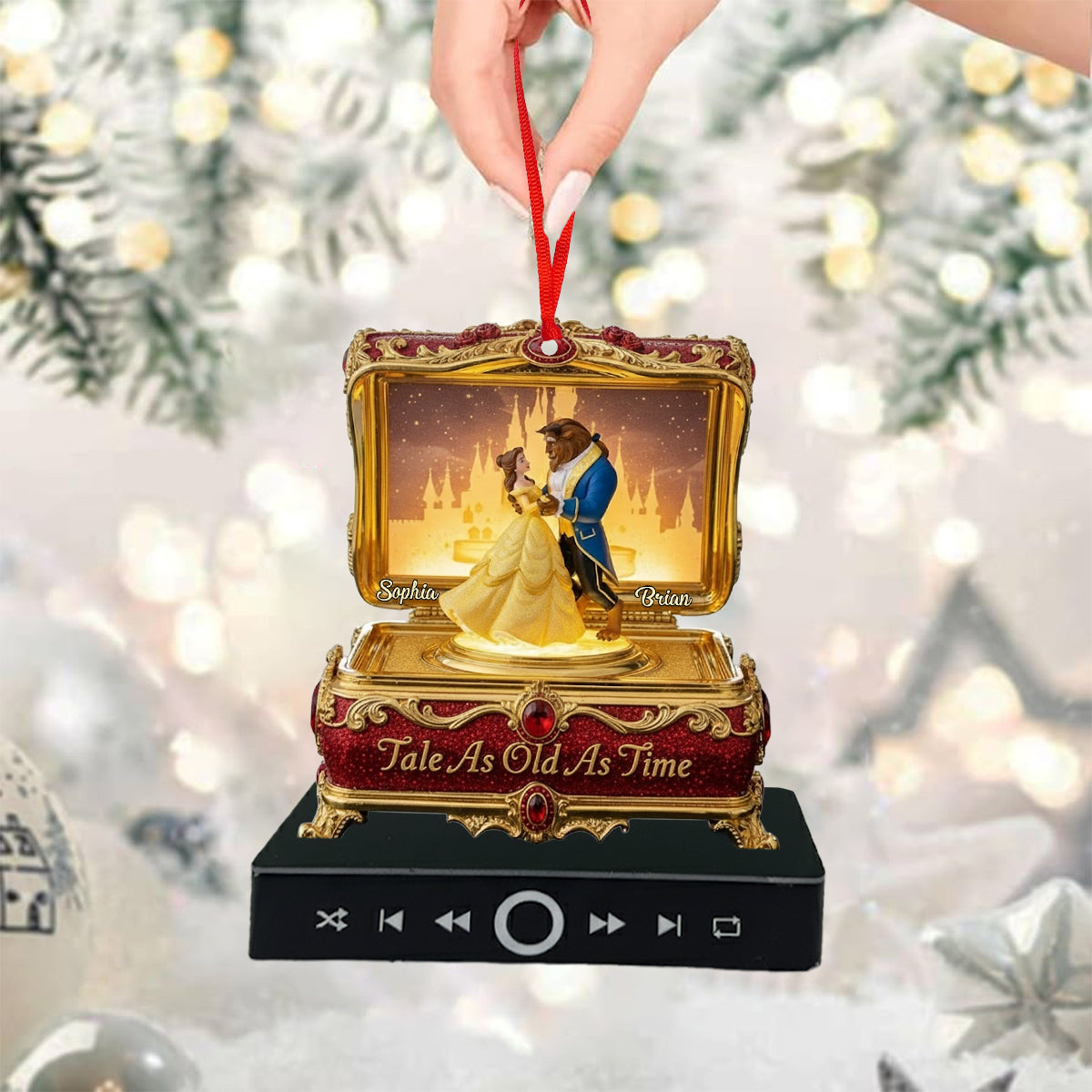 Personalized Music Ornament with Custom Name for Couples - Disney Gift Music Ornament GradoCreations