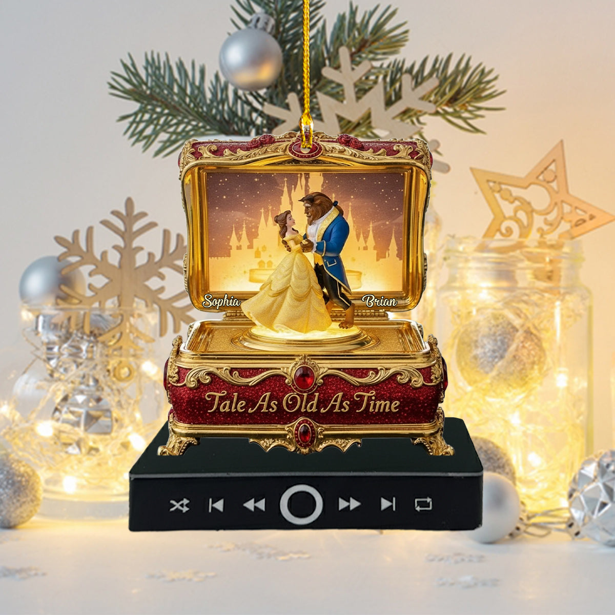 Personalized Music Ornament with Custom Name for Couples - Disney Gift Music Ornament GradoCreations