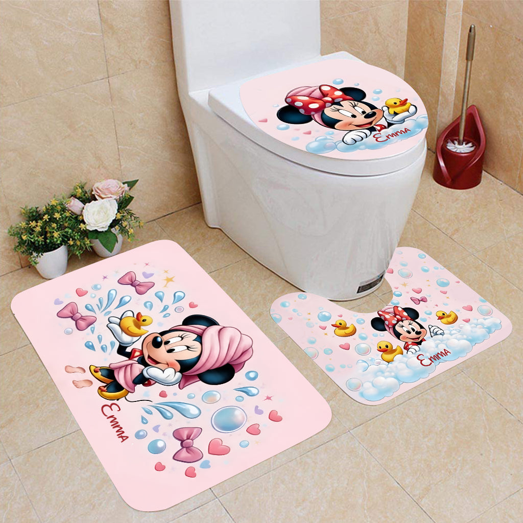 Personalized Mickey Mouse Bathroom Curtain & Mats Set for Kids Bathroom Curtain & Mats Set GradoCreations