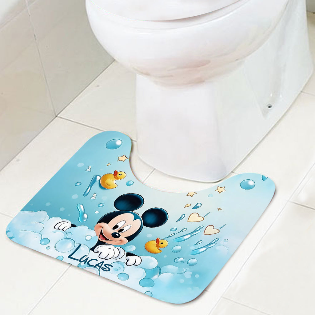 Personalized Mickey Mouse Bathroom Curtain & Mats Set for Kids Bathroom Curtain & Mats Set GradoCreations