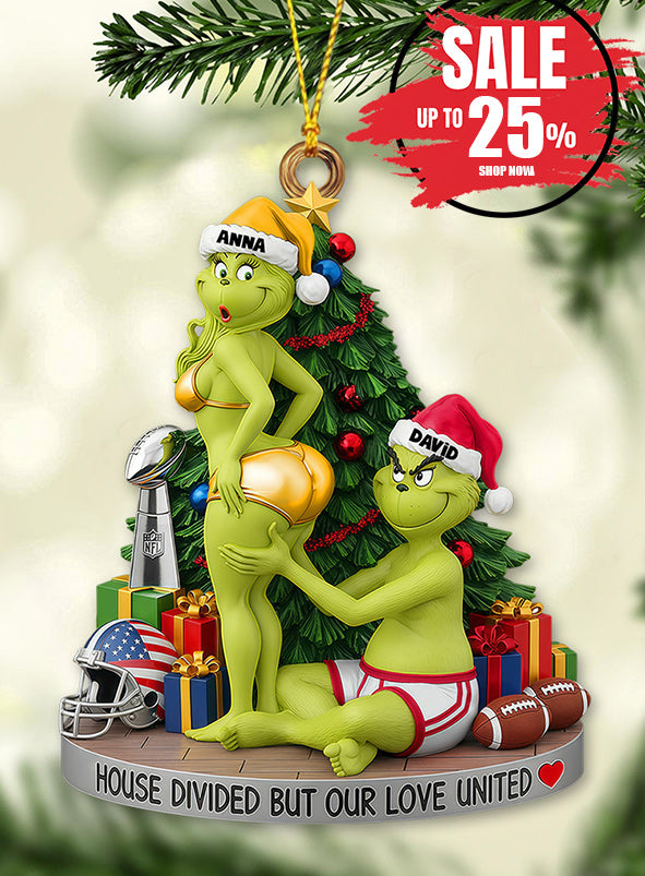 Personalized Green Monster Christmas Ornament for Couples Ornament GradoCreations