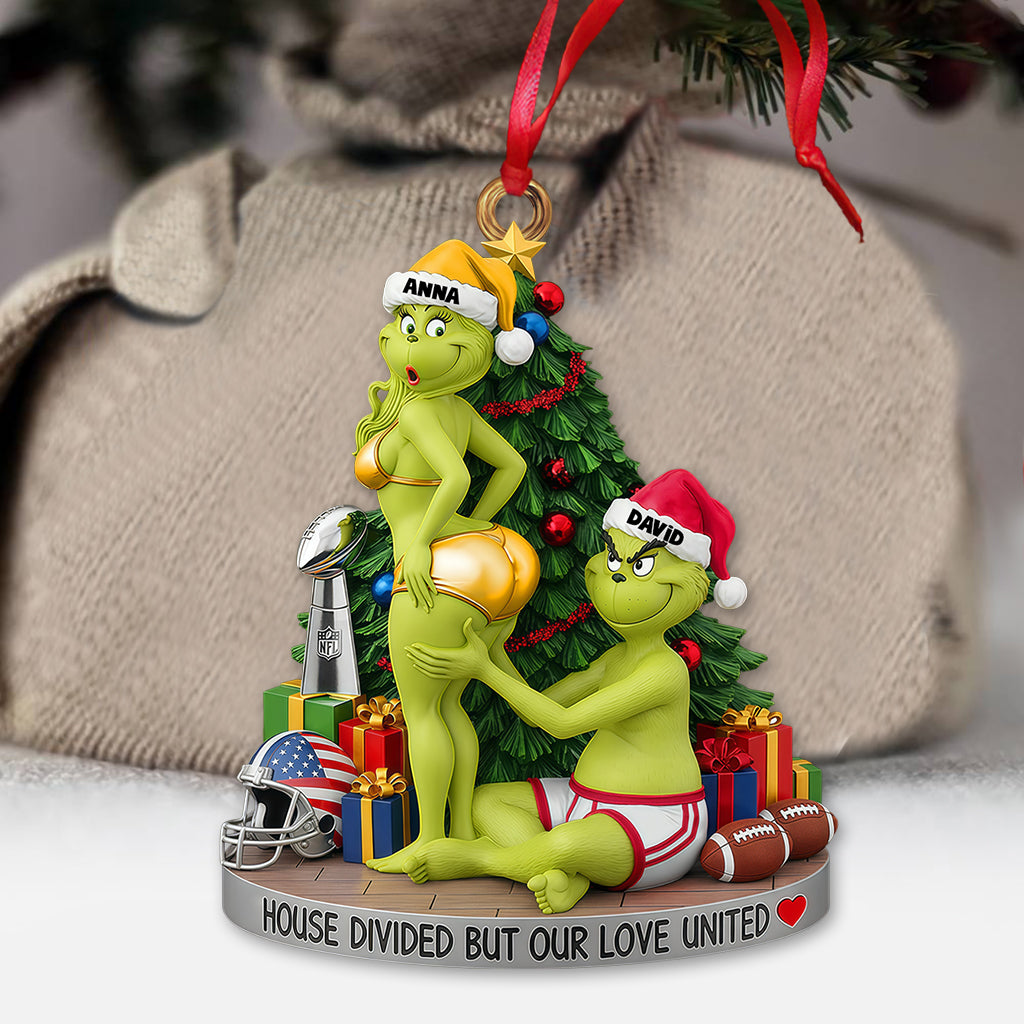 Personalized Green Monster Christmas Ornament for Couples Ornament GradoCreations