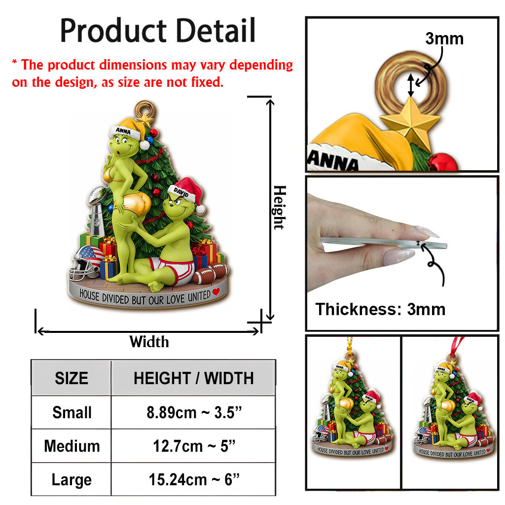 Personalized Green Monster Christmas Ornament for Couples Ornament GradoCreations