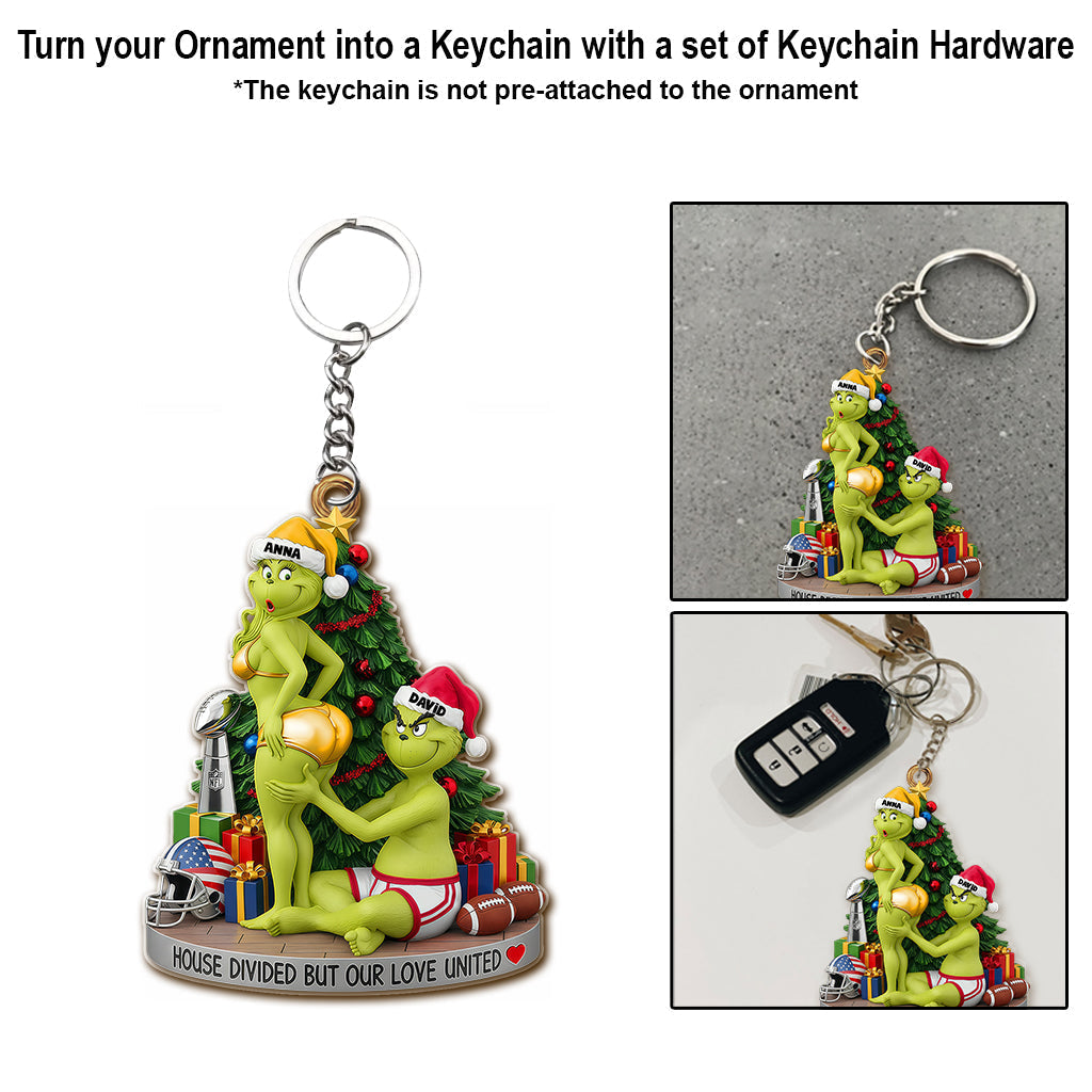 Personalized Green Monster Christmas Ornament for Couples Ornament GradoCreations