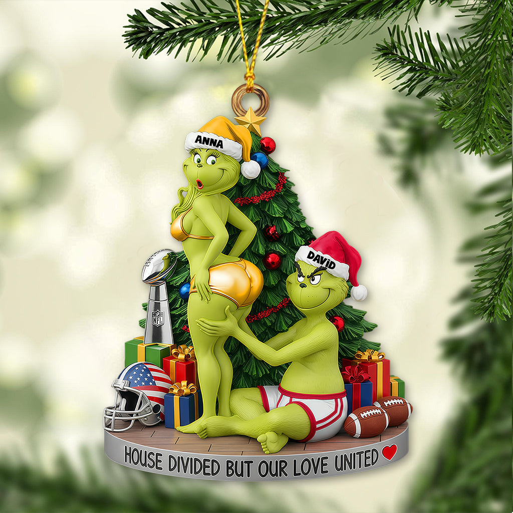 Personalized Green Monster Christmas Ornament for Couples Ornament GradoCreations