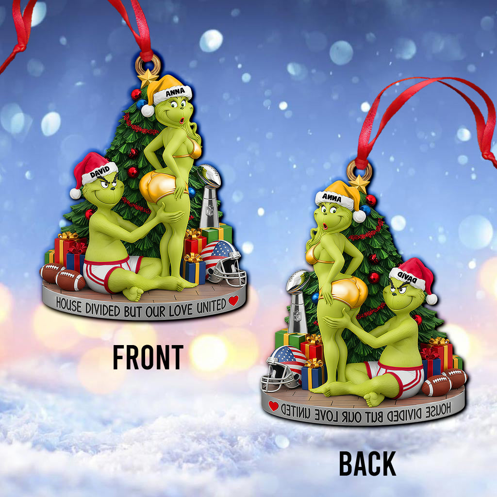 Personalized Green Monster Christmas Ornament for Couples Ornament GradoCreations