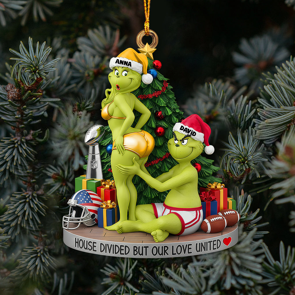 Personalized Green Monster Christmas Ornament for Couples Ornament GradoCreations