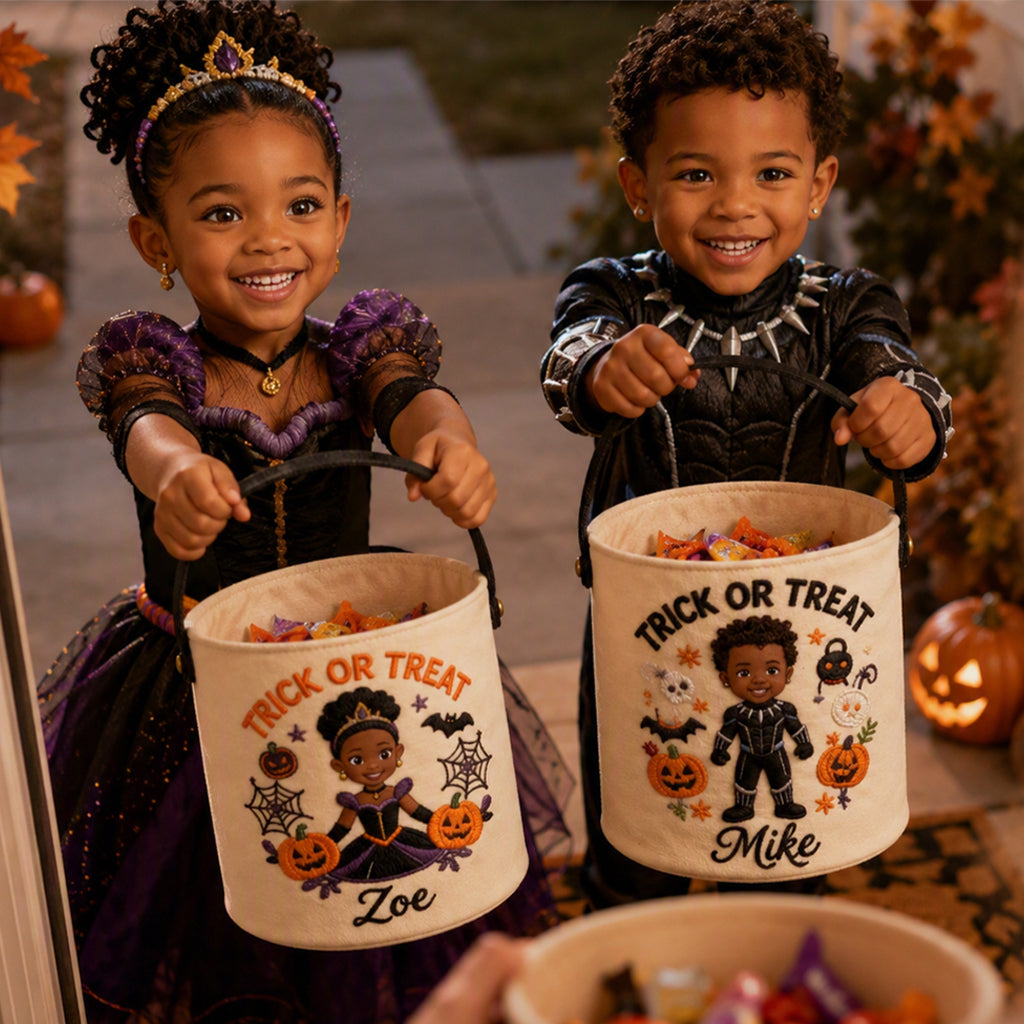 Personalized Halloween Trick Or Treat Basket for Kids - Custom Superhero Design Basket GradoCreations
