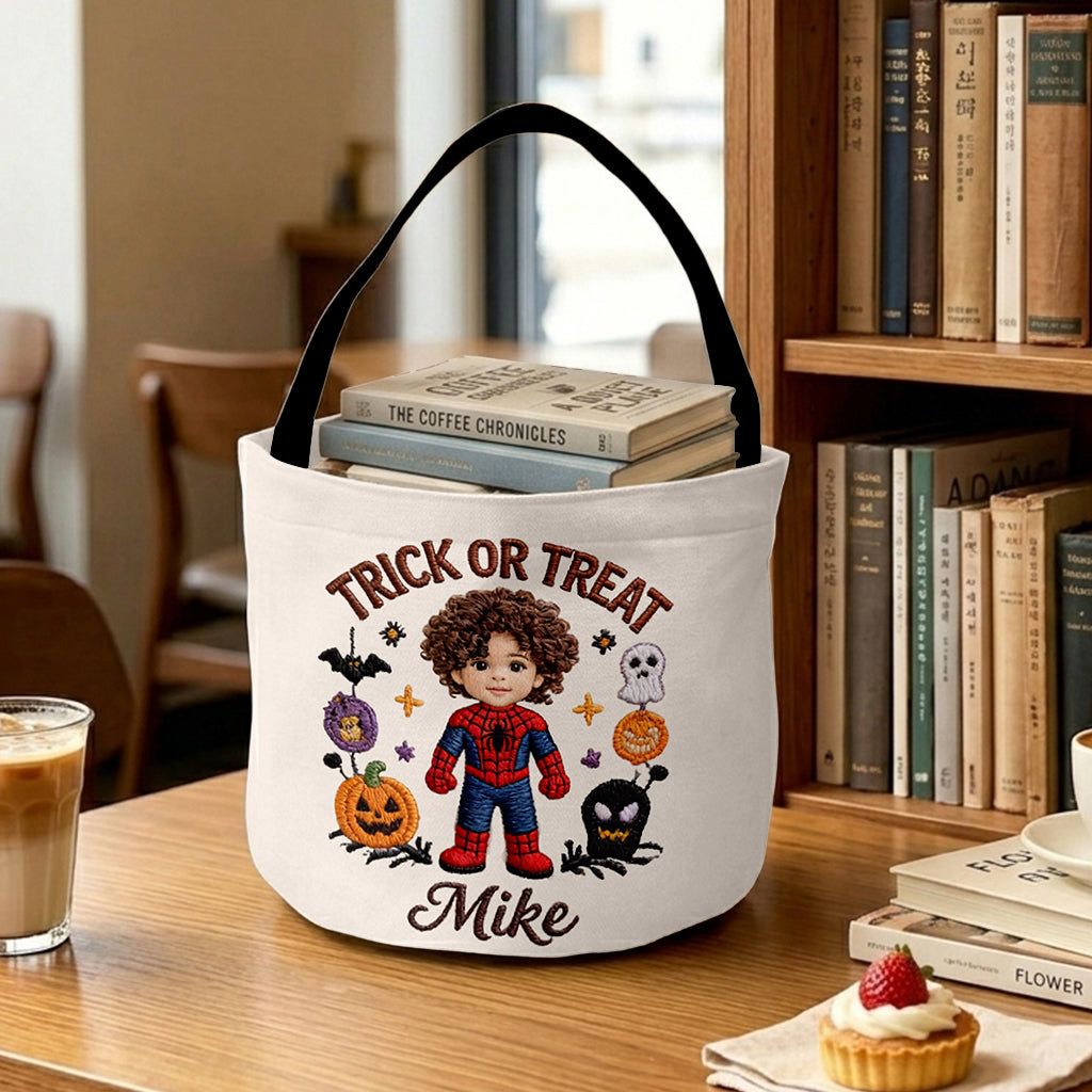 Personalized Halloween Trick Or Treat Basket for Kids - Custom Superhero Design Basket GradoCreations