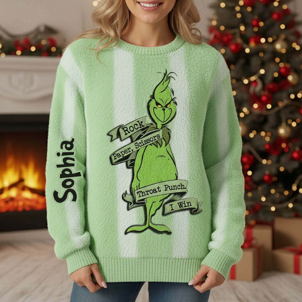 Personalized Grinch Ugly Sweater Custom Name Christmas Gift Ugly Sweater GradoCreations