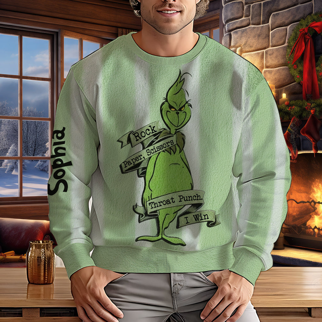 Personalized Grinch Ugly Sweater Custom Name Christmas Gift Ugly Sweater GradoCreations