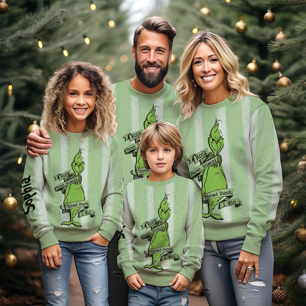 Personalized Grinch Ugly Sweater Custom Name Christmas Gift Ugly Sweater GradoCreations