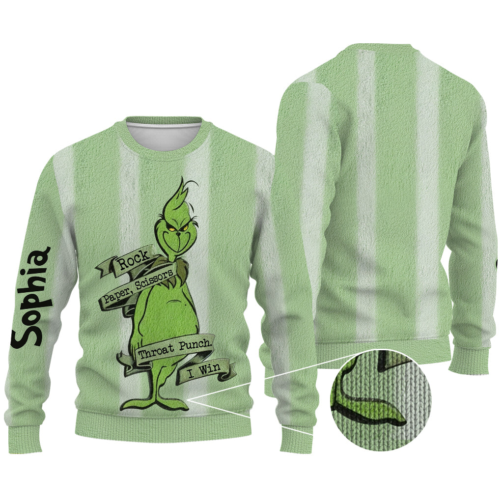 Personalized Grinch Ugly Sweater Custom Name Christmas Gift Ugly Sweater GradoCreations