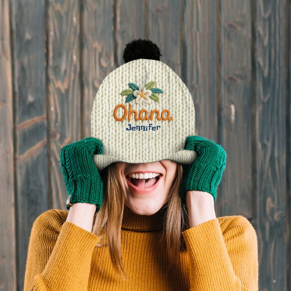 Personalized Ohana Beanie Hat Custom Name Gift for Kids & Adults Beanie Hat GradoCreations