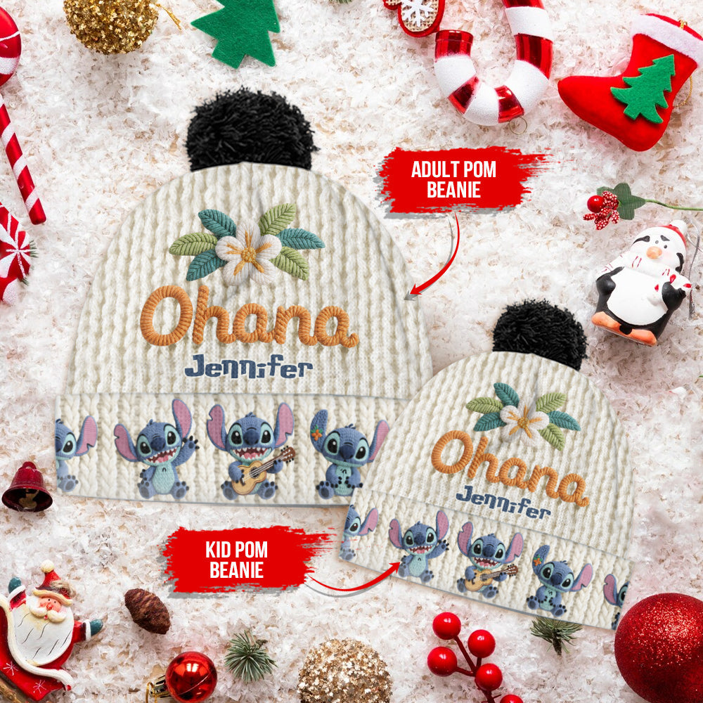 Personalized Ohana Beanie Hat Custom Name Gift for Kids & Adults Beanie Hat GradoCreations