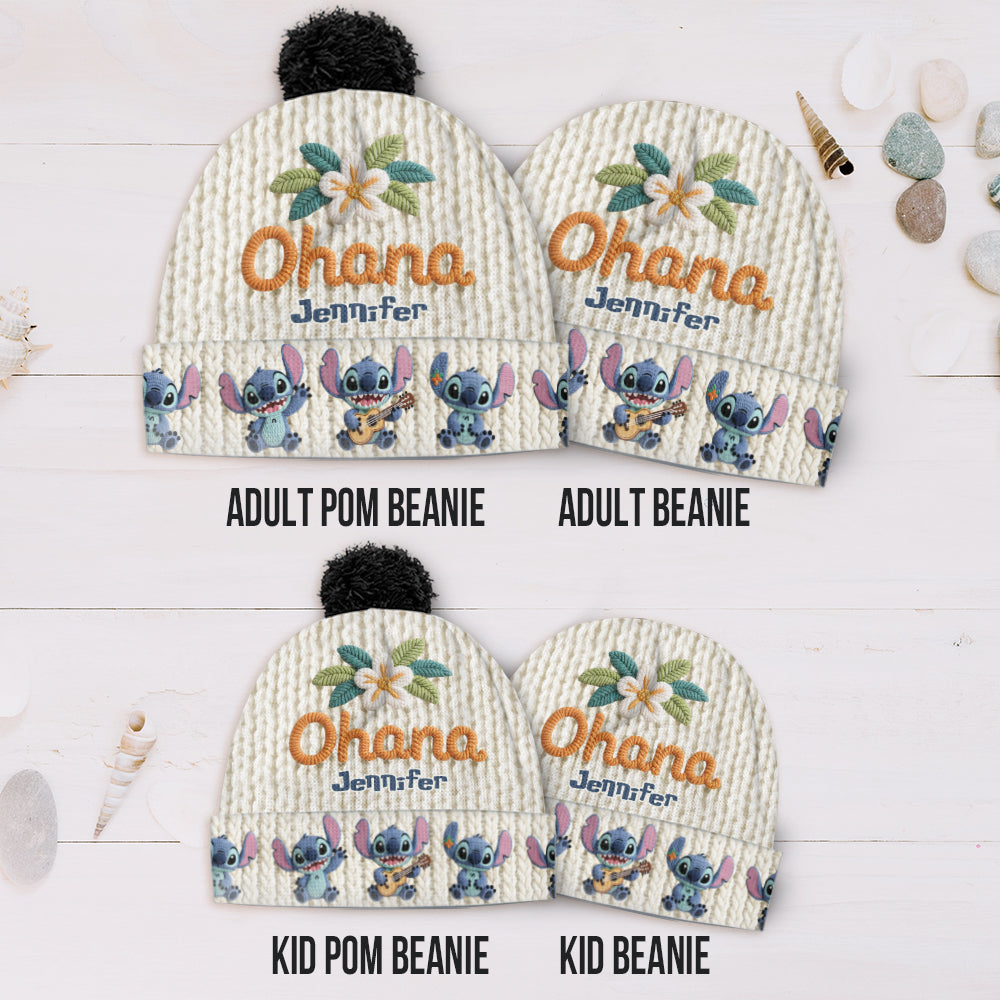Personalized Ohana Beanie Hat Custom Name Gift for Kids & Adults Beanie Hat GradoCreations