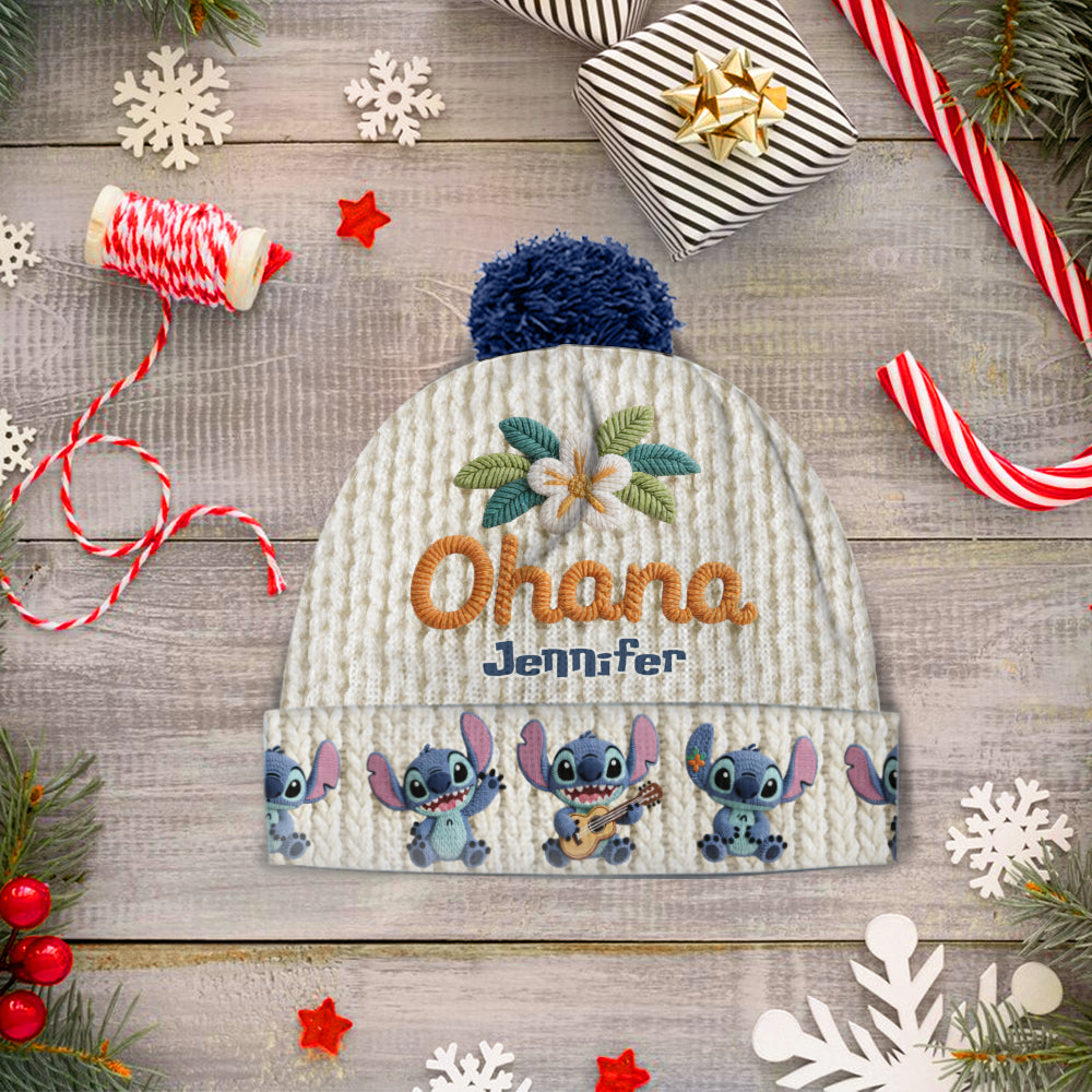 Personalized Ohana Beanie Hat Custom Name Gift for Kids & Adults Beanie Hat GradoCreations