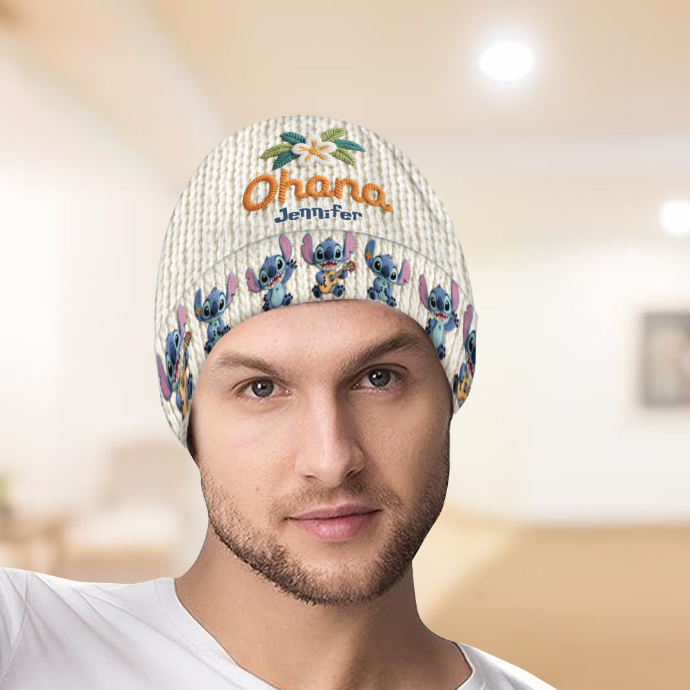 Personalized Ohana Beanie Hat Custom Name Gift for Kids & Adults Beanie Hat GradoCreations