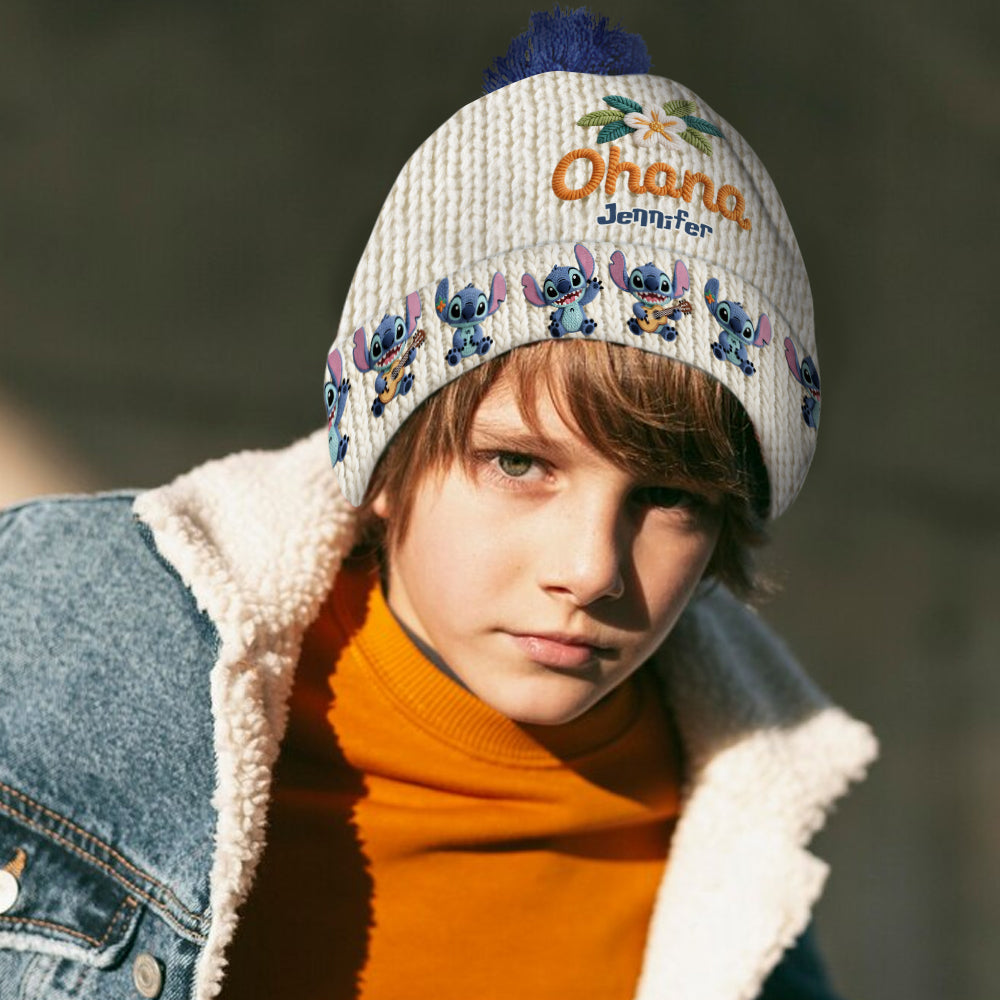 Personalized Ohana Beanie Hat Custom Name Gift for Kids & Adults Beanie Hat GradoCreations