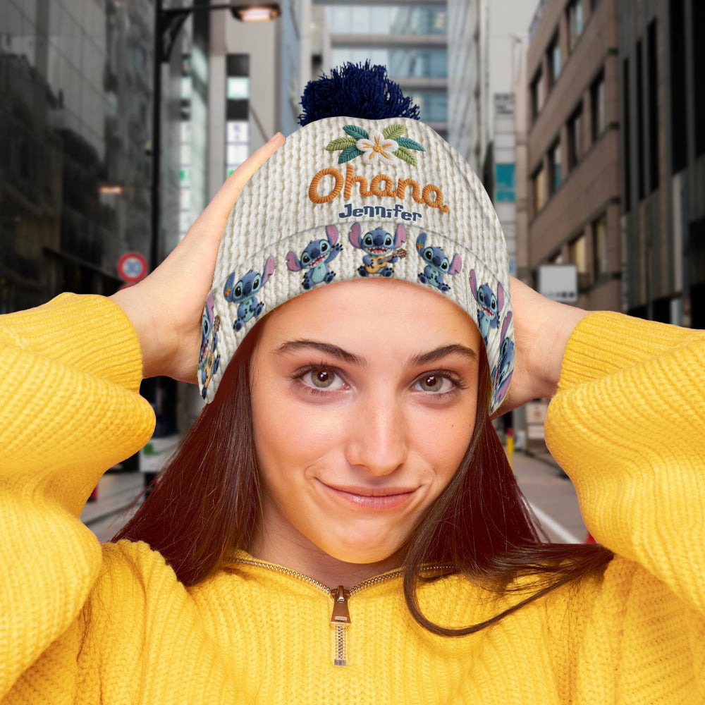 Personalized Ohana Beanie Hat Custom Name Gift for Kids & Adults Beanie Hat GradoCreations