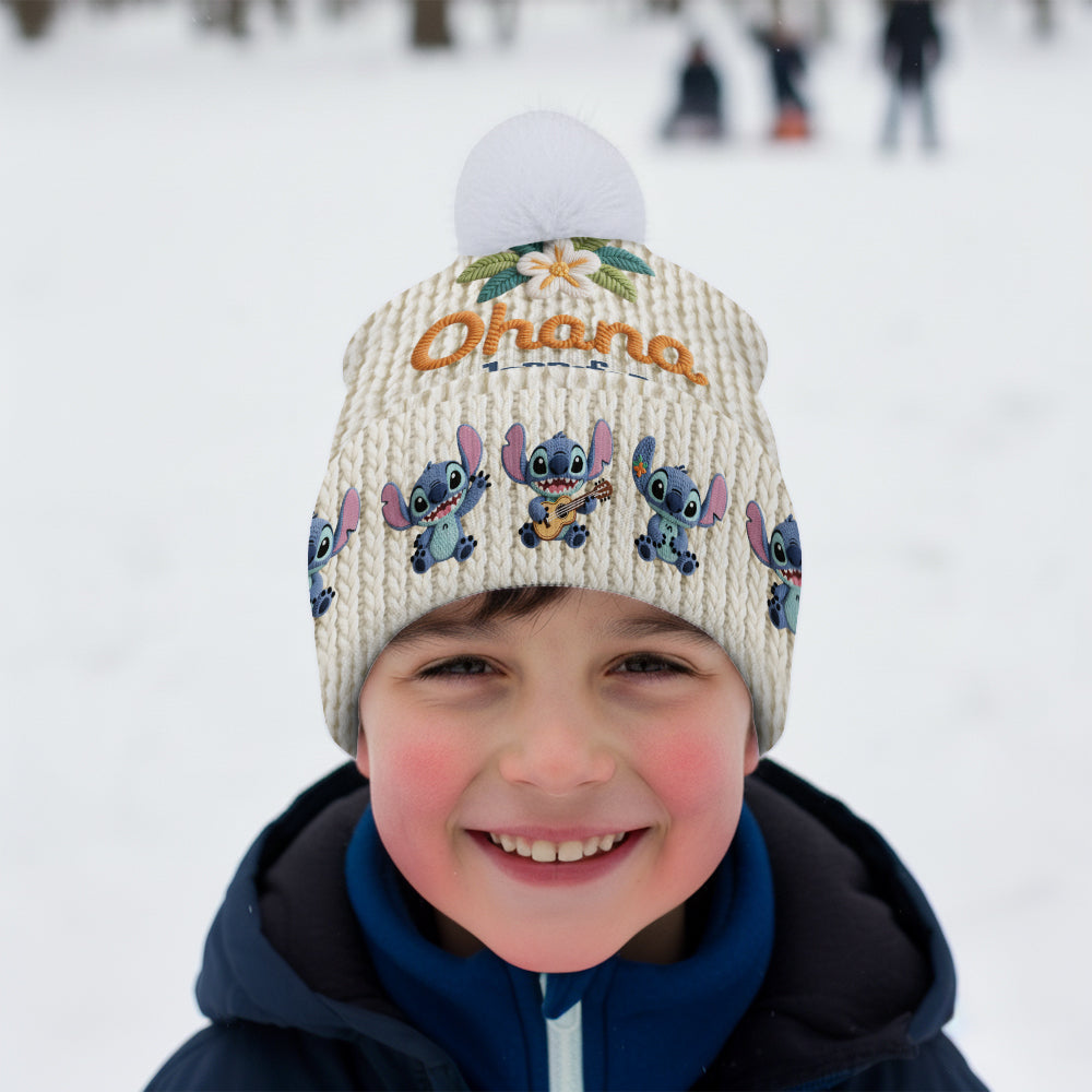 Personalized Ohana Beanie Hat Custom Name Gift for Kids & Adults Beanie Hat GradoCreations