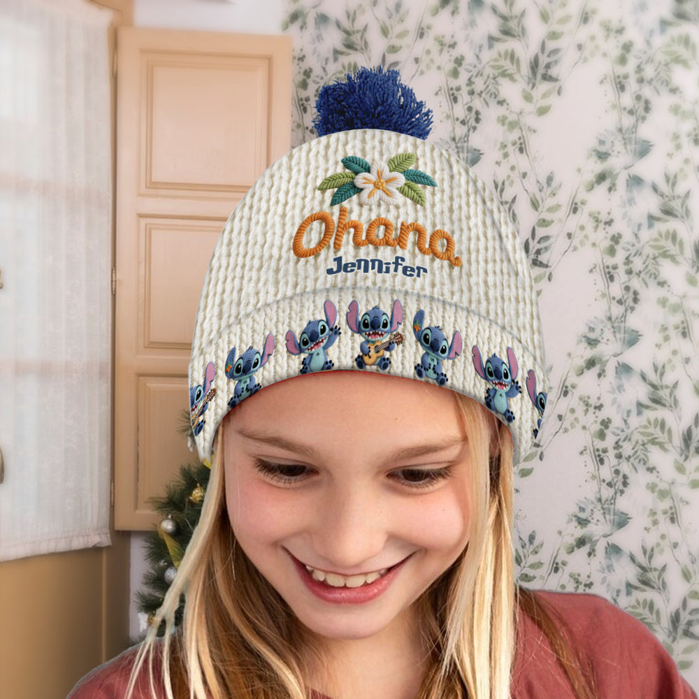 Personalized Ohana Beanie Hat Custom Name Gift for Kids & Adults Beanie Hat GradoCreations