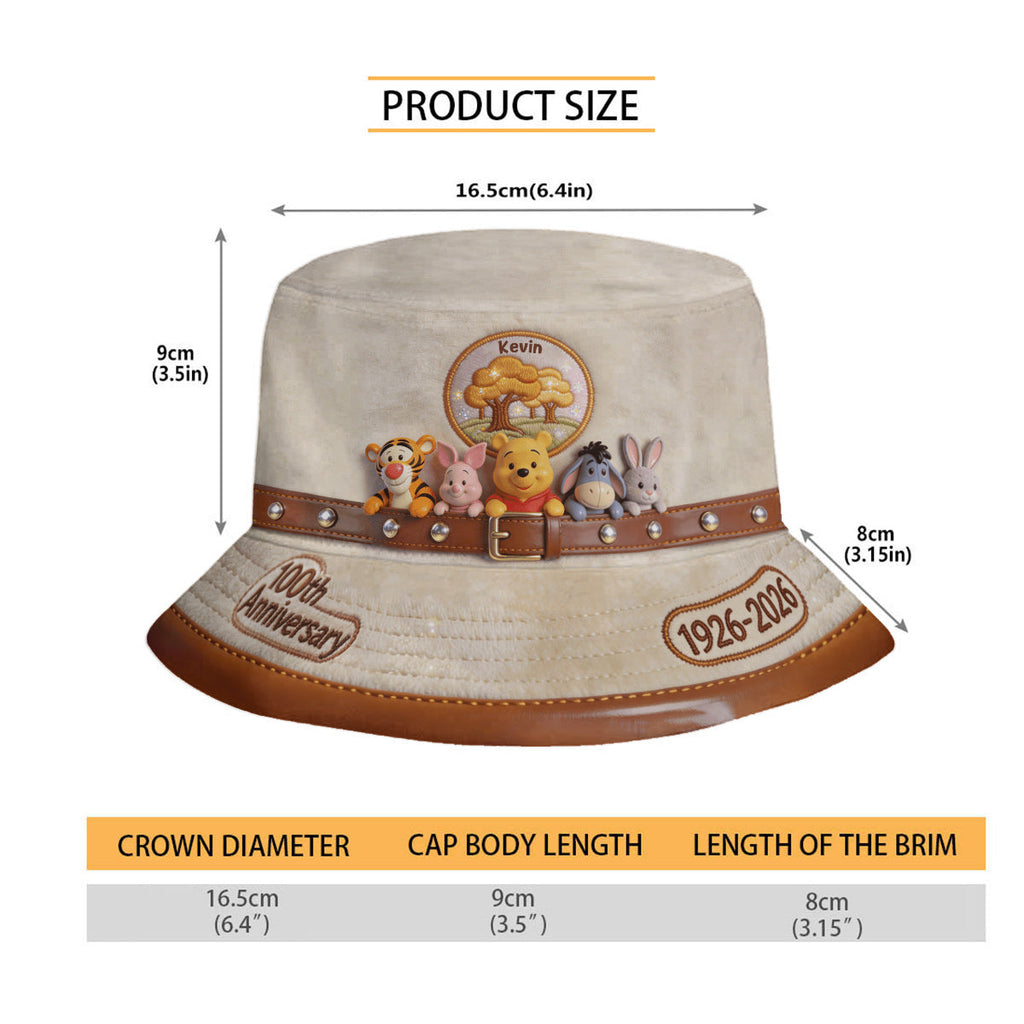 Personalized Bucket Hat with Yellow Bear Design for Kids Bucket Hat GradoCreations