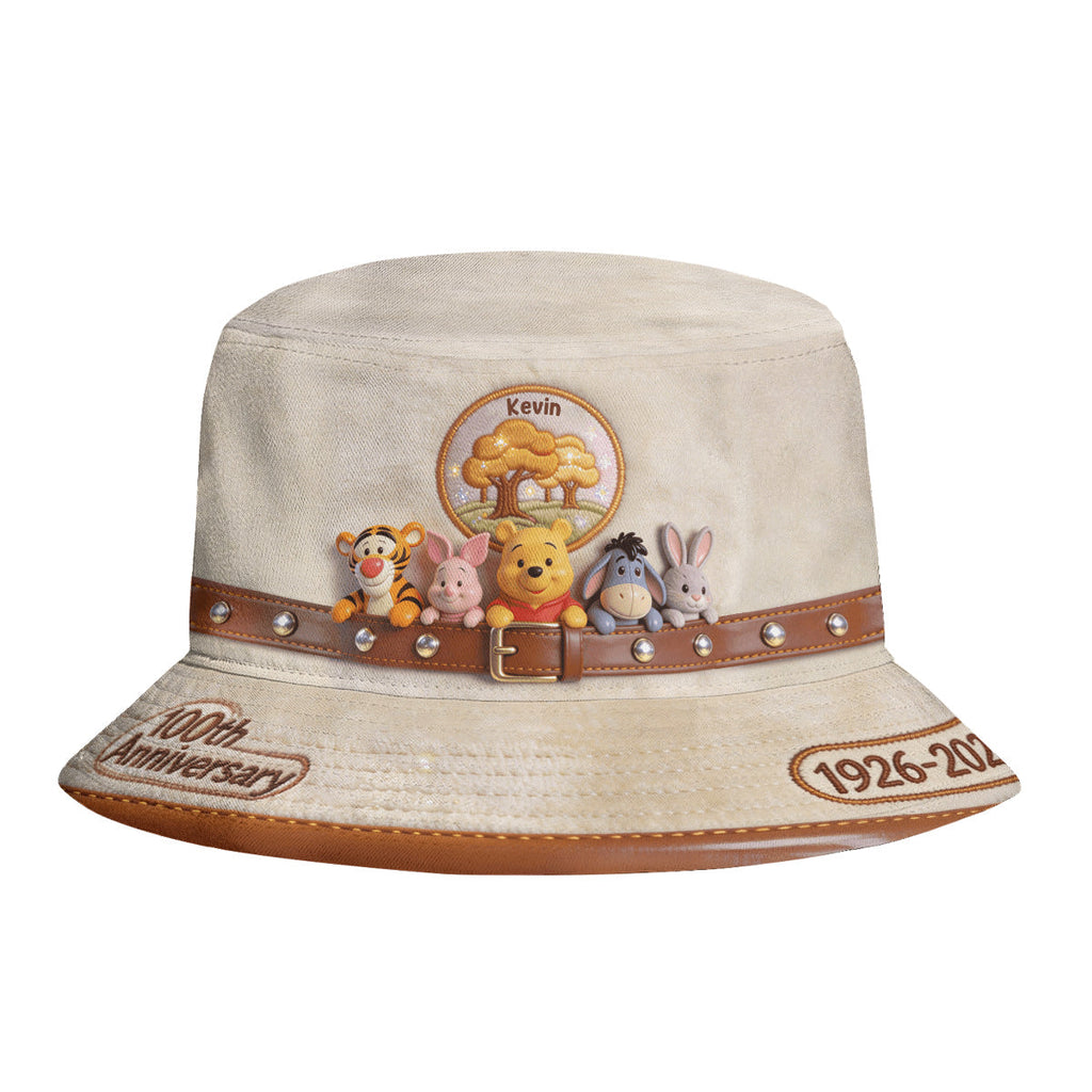 Personalized Bucket Hat with Yellow Bear Design for Kids Bucket Hat GradoCreations