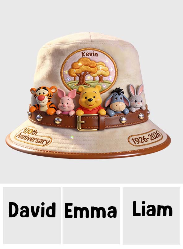 Personalized Bucket Hat with Yellow Bear Design for Kids Bucket Hat GradoCreations